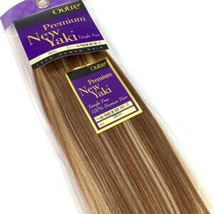 12" Outre 100% Human Hair New Yaki Extensions C30/513 Honey Brown & Blonde